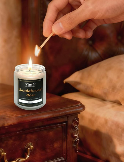 Scented Soy Candles, 7oz in White Frosted Jar - 50-Hour Burn Time, Aromatherapy Candle for Home Decor, Cozy Gifts for Any Occasion,Ideal Gifts for Women(Sandalwood Rose)