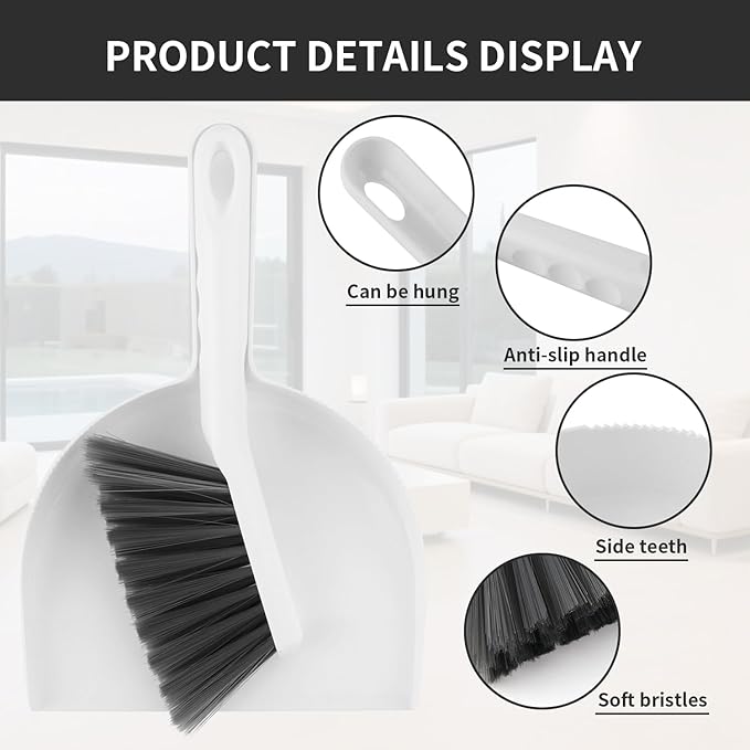 Small Broom and Dustpan Set, Dustpan and Brush Set, Small Brush and Dustpan Set, Hand Broom and Dustpan Set, Mini Handheld with Home, Desktop, Kitchen, pet