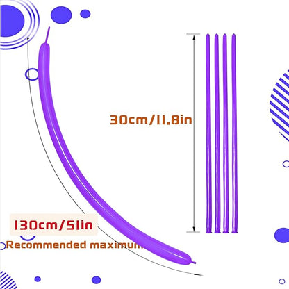 Purple 260 Long Skinny Twisting Animal Balloons, Rainbow Balloons for Animal Shapes Carnival Festival Party Supplies 100pcs
