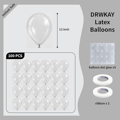 Clear Balloons 100 Pack, 12 Inch Latex Helium Transparent Balloons Garland for Elegant Birthday Wedding Baby Shower Graduation Arch Party Decorations