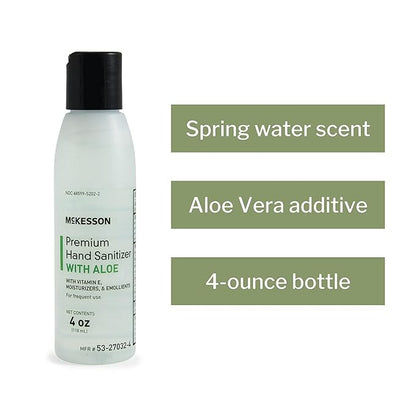 McKesson Hand Sanitizer with Aloe, 4 oz Pump Bottle [Pack of 1] – 70% Ethyl Alcohol, Spring Water Scent, No-Rinse Sanitizing Gel with Vitamin E and Moisturizers, Medical-Grade