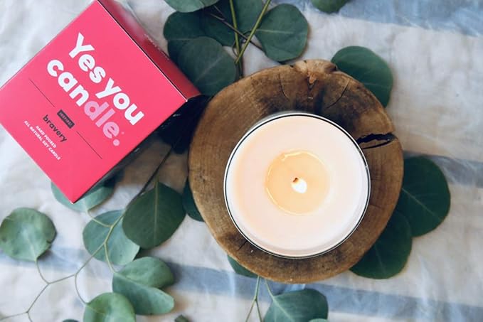 Bravery, Citrus &Sage, Highly-Scented, Inspirational Soy Candle, Made in USA, Great Message, Pure Essential Oils, Aromatherapy, 8 oz