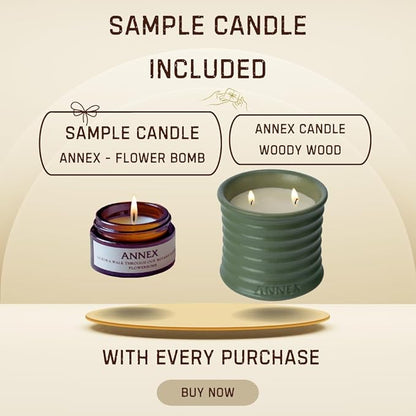 Scented Luxury Candles in Handmade Ceramic Jars, Soy Wax | Woody Wood – Oud & Agarwood, Large Candle | Non Toxic, 2 Wicks, Reusable Big Olive Green Jar | Natural Spring Aromatherapy for Women & Men