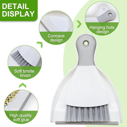 Mini Broom and Dustpan Set, Small Handheld Dustpan with Cleaning Brush, Compact Cleaning kit for Home, Car, Sofas, Kitchen, Keyboard, Countertop, Pet Cleaning