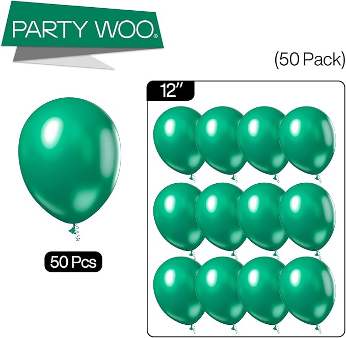 PartyWoo Dark Green Balloons 50 pcs 12 Inch Pearl Hunter Emerald Forest Green Balloons for Baby Shower Graduation Christmas Jungle Safari Birthday Party Decorations Green-Z01