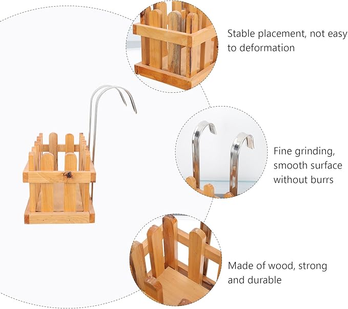 NUOBESTY Wooden Soap Hanging Basket Bathroom Storage Basket Shower Caddy over Tub Hanging Organizer for Bath Accessories