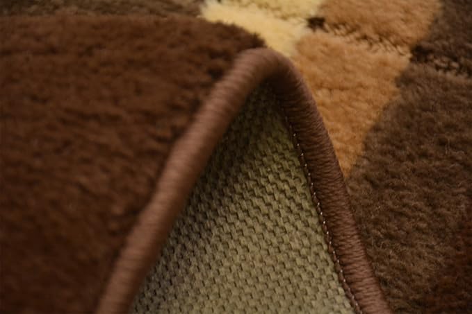 Washable Custom Size Runner Rug Squares Geometric Design Extra Long Runner Rugs for Hallways 26 Inch Wide x Pick Your Size by Feet Slip Skid Resistant Rubber Back (Square Brown, 15 ft x 26 in)