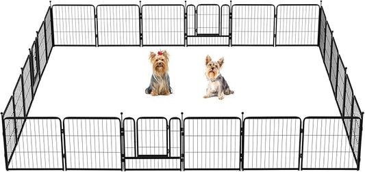 FXW Instant Unleashed Dog Playpen, Portable Pet Fence for Outdoor, RV Trips, and Camping, 24 inch, 24 Panels for Puppy and Small Dogs with RV Step Grid│Patented