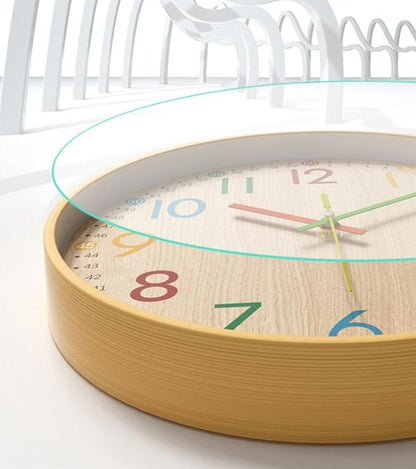 MO-N Silent 12-Inch Wall Clock, Non-Ticking Battery Operated Colorful Clock for Classroom, Bedroom, School, Analog Wall Clock for Time Teaching. (B Type)