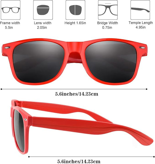 FEPITO 24 Pack Party Sunglasses Bulk for Birthday Party Favors Goody Bag Fillers for Beach Pool Party Toys for Adults, Red