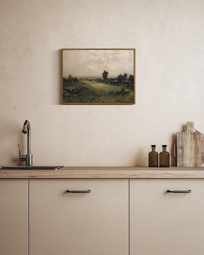 InSimSea Framed Canvas Wall Art Vintage Decor, Wilderness Landscape Painting Pictures for Bedroom Wall Decor, Vintage Wall Art for Living Room, Farmhouse Dining Room Decorations, 12"x16"