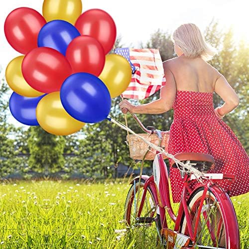 TecUnite 100 Pcs Red Blue Yellow Latex Balloons 13 Inch Colorful Round Balloons for Wedding Birthday Festival Racing Car Poker Card Party Decoration
