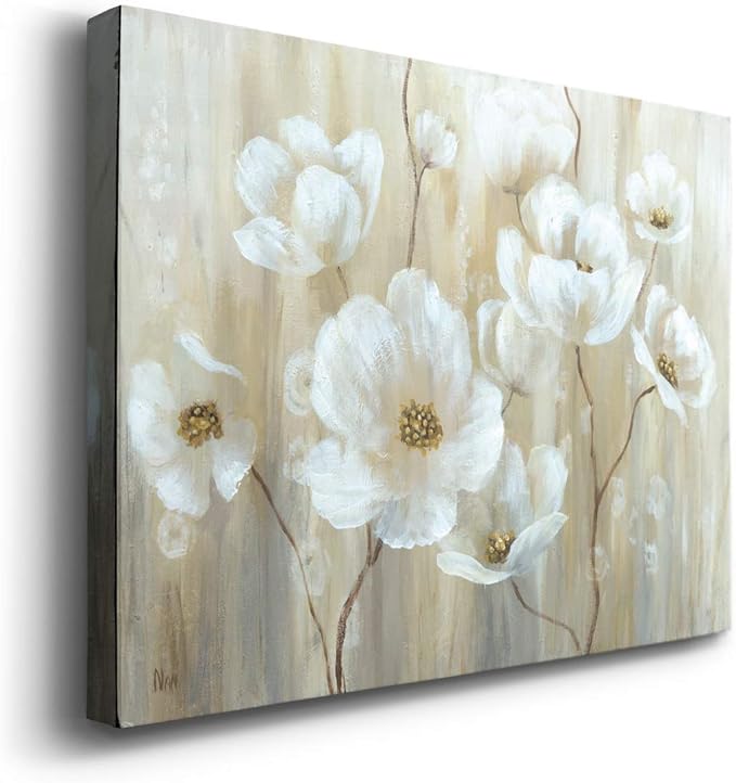 Wexford Home Home Decor Landscape Canvas Wall Art Abstract Floral Painting Modern Pictures Artwork Decoration for Living Room Kitchen Bathroom Office, Ready to Hang, shimmering blossoms, 18x27
