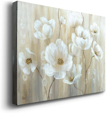 Wexford Home Home Decor Landscape Canvas Wall Art Abstract Floral Painting Modern Pictures Artwork Decoration for Living Room Kitchen Bathroom Office, Ready to Hang, Shimmering Blossoms, 8x12