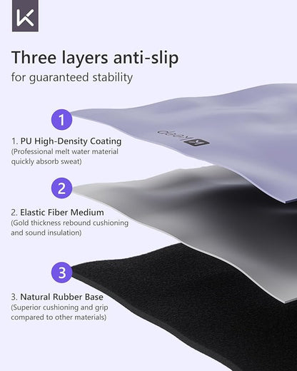 KEEP Professional Yoga Mat with Strap for Men and Women, 5mm Heavy High-Density Natural Rubber Mat for Premium Material Superior Grip, Non-Slip, Eco-Friendly 72"x26" Exercise Mat