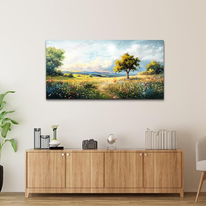 Wapluam Canvas Wall Art For Bedroom Wall Decor For Living Room Modern Office Decorations Pastoral Wall Paintings Scenery Abstract Watercolour Farmhouse Pictures Canvas Artwork Room Home Decor Mural