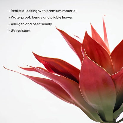 Velener Fall Fake Agave Artificial Plant: Red Fake Agave Plant for Room Decor and Autumn, Unpotted Faux Agave Plant for Outdoor/Indoor Fall Decor, Red, 22 inches, Set of 1