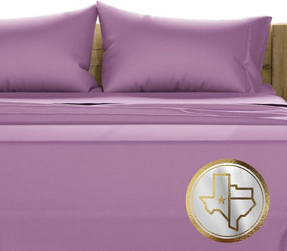 TEXAS LINEN CO. Luxury Egyptian Cotton California King Sheet Set - 1000 Thread Count 4 Piece Cal King Sheets, Soft, Cooling Extra Long Staple Sateen Bed Sheets - Fits Upto 18” Deep Pocket - Plum