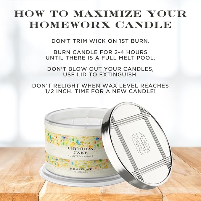 HomeWorx by SLATKIN + CO. Candle- Birthday Cake, 18 oz. Premium Scented Candle - 30-55 Hours Burn Time