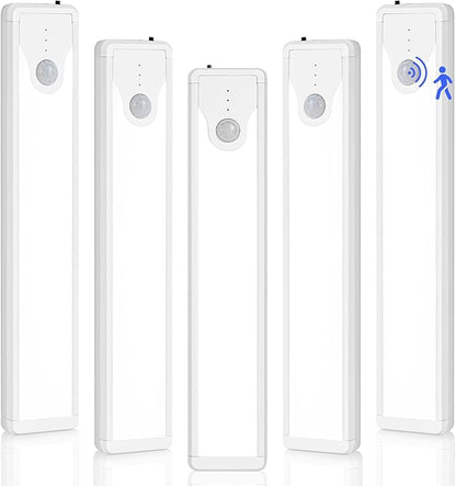 8 Inch Under Cabinet Lights, 41 LED Rechargeable Magnetic Motion Sensor Light Indoor, Brightness Dimmable 6000K Stepless Dimming Closet Light, for Under Counter, Kitchen, Stairs, Closet, 5 Packs
