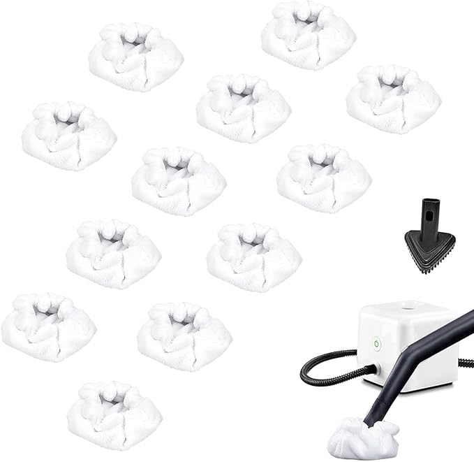 Pads Fit for Dupray Handheld Steam Cleaner: Small Bonnets Compatible with Dupray Triangular Brush Tool - Washable and Reusable Handheld Steamer Cloth Accessories (12 Packs)