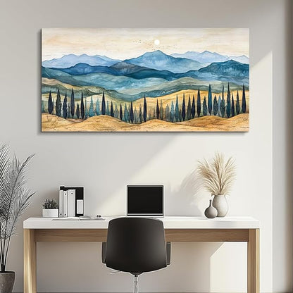 ZUITINGHUA Large Wall Decor For Living Room Canvas Wall Art For Office Modern Wall Decorations For Bedroom Mountains Landscape Painting Abstract Pictures Artwork Room Home Decor 24x48 In