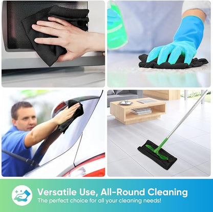 HOMEXCEL Microfiber Cleaning Cloths 10 Pack, Highly Absorbent Black Microfiber Towels, Lint & Scratch-Free Multi-Color Cleaning Rags for House, Kitchen and Car 11.5 x 11.5 inch