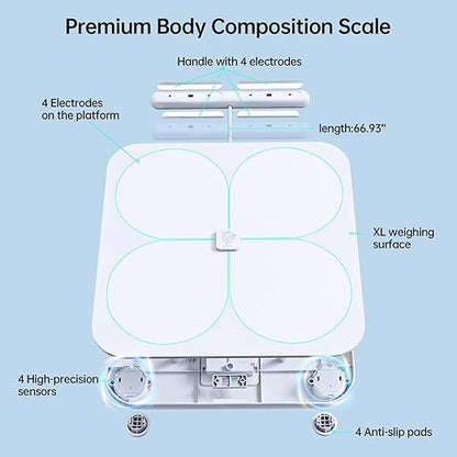 Smart Scale for Body Weight,8 Electrode Digital Bathroom Scale with BMI,Body Fat,Muscle Mass,28 Body Composition Measurements, Bluetooth APP High Accuracy Analyzer