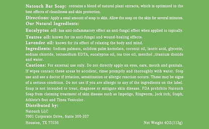 Antifungal Soap, Upgrade Natural Tea Tree Oil Body Soap Bar, Help Jock Itch, Ringworm, Athlete's Foot, Body Odor, Skin Irritations With Natural Tea Tree Oil, Eucalyptus Oil, and Lavender Oil