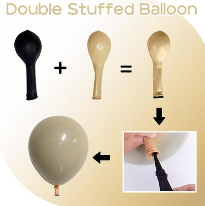 Brown Gold Balloons, 12 inch Double Stuffed Brown Gold and Cream Beige Balloons for Neutral Baby Shower Boho Wedding Birthday Party Decorations