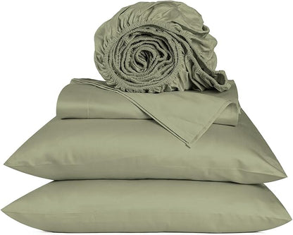 URBANHUT 800 Thread Count Egyptian Cotton Sheets Set Full Size, Luxury Full Size Bed Sheets, 4 Pc Bed Sheet Sets, Hotel Sheets Sateen Finish Fits 16" Deep Pocket - Sage