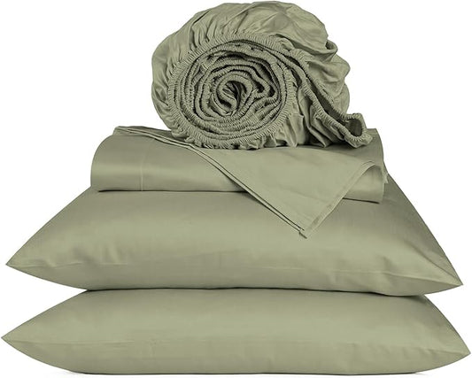 URBANHUT 800 Thread Count Egyptian Cotton Sheets Set Full Size, Luxury Full Size Bed Sheets, 4 Pc Bed Sheet Sets, Hotel Sheets Sateen Finish Fits 16" Deep Pocket - Sage