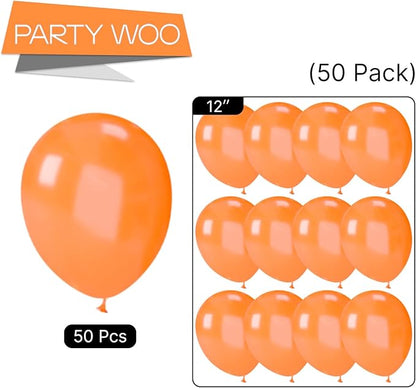 PartyWoo Orange Balloons 50 pcs 12 Inch Pearl Orange Fall Pumpkin Latex Balloons for Graduation Thanksgiving Halloween Little Cutie Baby Shower Birthday Party Decorations Orange-Z28