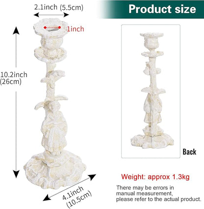Sungmor Vintage Cast Iron Candle Holder, 10.2" Tall Rustic Noblewoman Figurine Candlestick - Decorative Taper Candle Stand for Home, Tabletop, Mantel Display - Gothic, Medieval, or Farmhouse Décor