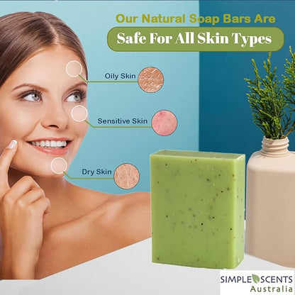 Lemon Myrtle Scented Natural Soap Bars (12 Bars), 3.5oz Moisturizing French Triple Milled Soap Bars Enriched with Shea Butter - Pure Plant Oil Bath & Body Bars