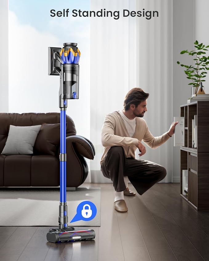 Cordless Vacuum Cleaner, Upgraded 580W 48KPA 65Mins Cordless Stick Vacuum Cleaner with Self-Standing and Touch Screen, Anti-tangle Wireless Vacumm, Vacuum Cleaners for Home/Pet Hair/Carpets/Floors