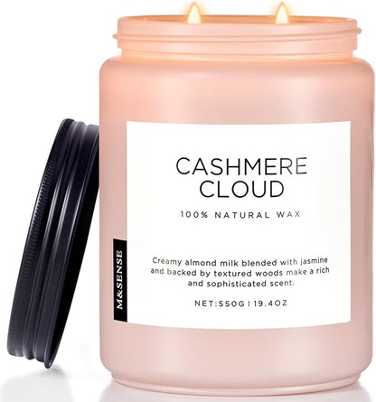M&SENSE Cashmere Vanilla Scented Candles, Non Toxic Soy Wax 19.4oz 110 Hour Long Lasting 2 Wick, Large Candle for Bedroom Kitchen Home Decor, Housewarming Gifts for Family Friends