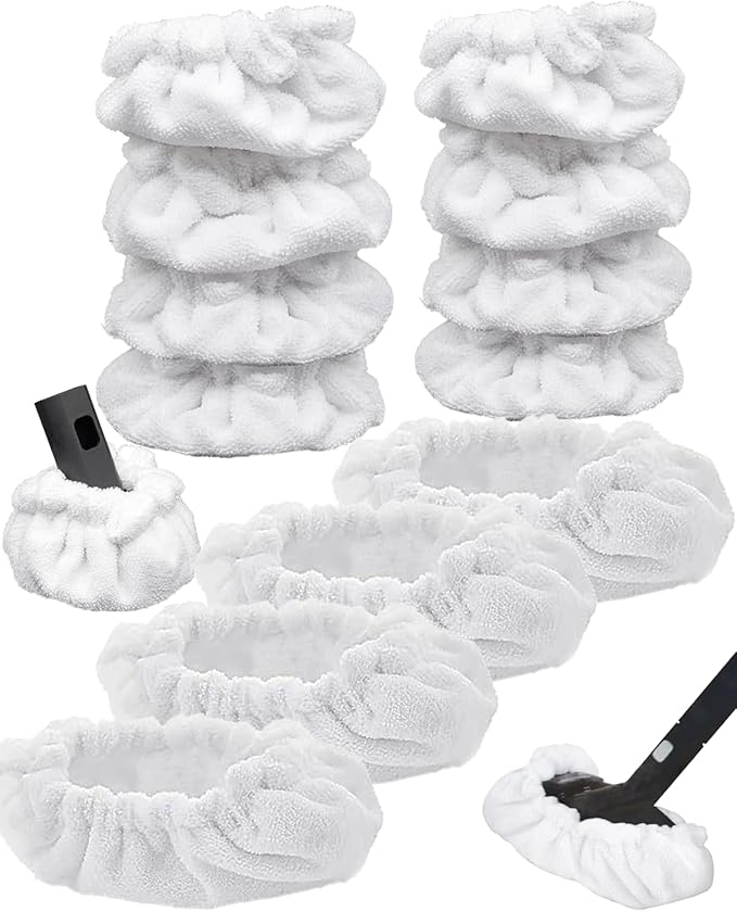 Steam Mop Pads Compatible with Dupray Neat Steam Cleaner, 8 Small Bonnets (Triangle)+4 Large Bonnets (Rectangle), Reusable Washable Precision Cleaning Pads & High-Performance Cleaning Pads