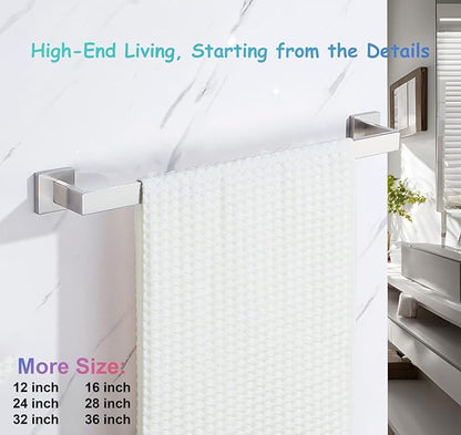 2 Packs 28 Inch Towel Bar for Bathroom 12/16/24/28/32/36 Inch Kitchen Towel Holder Brushed Nickel Towel Rod Wall Mounted SUS304 Rustproof Towel Rack Modern Square Design (2, Brushed Nickel, 28 Inch)