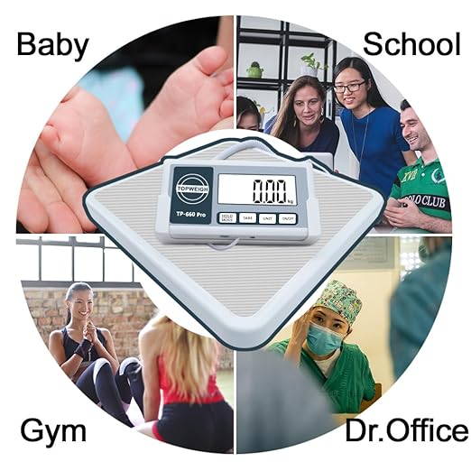 Medical Scale With Portable Carrying Bag, Larger Remote Display, 660lbs / 0.02lb, Floor Physician Scale, Longer Coiled Cord, Heavy Duty Digital for Body Weight, Measure in kg/oz/lb