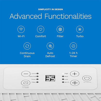 hOmeLabs 32 Pint Wi-Fi Dehumidifier for up to 4,500 Sq Ft Rooms (MAX 80 Pint at 95°F, 90% RH) – High-Efficiency Moisture Removal with Auto Shut-Off and Quiet, Portable Operation