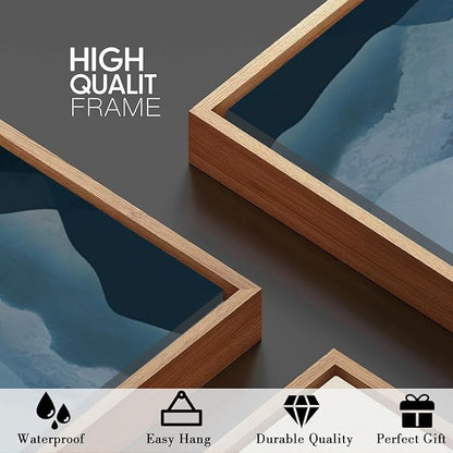 BINCUE Framed Blue Mountain Wall Decor Fog Blue Ridge Mountains Wall Art for Living Room Bedroom Office 16x24 Inches Set of 3