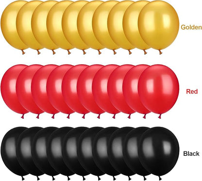 TecUnite 100 Pcs Red Black Gold Latex Balloons 6.6 Inch Colorful Round Balloons for Wedding Birthday Festival Racing Car Poker Card Party Decoration