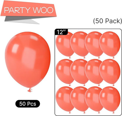 PartyWoo Pearl Coral Red Balloons, 50 pcs 12 Inch Coral Red Balloons, Coral Balloons for Balloon Garland or Balloon Arch as Party Decorations, Birthday Decorations, Wedding Decorations, Red-Z102
