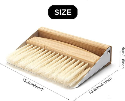 1 Set of mini Desktop Cleaning Broom and Dustpan Set, high-end Iron Sheet, Oak Wood, Sword Hemp Portable Desktop Cleaning Products, Suitable for Home Offices