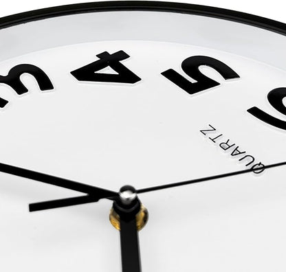 Plumeet 10'' Small Wall Clock, Battery Operated Small Wall Clocks Silent Non-Ticking Quartz, Modern Style Suitable for Bedroom Living Room Office Decor - 3D Numbers Display Easy to Read, White