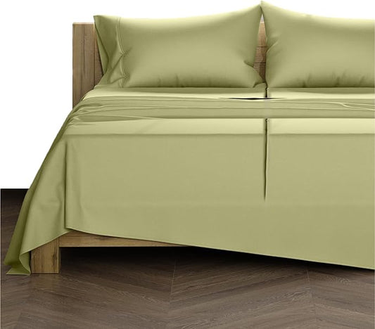 TEXAS LINEN CO. 100% Egyptian Cotton Split King Sheet Set - 1000 Thread Count 5 PC Cotton Sheets for Adjustable Bed, Silky Soft, Cooling Luxury Hotel Sheets - Fits Upto 18” Deep Pocket - Sage Green