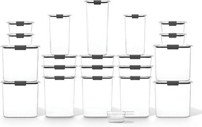 Rubbermaid Brilliance BPA-Free Airtight Food Storage Containers with Lids Set of 20 with Scoops Perfect for Kitchen and Pantry Organization