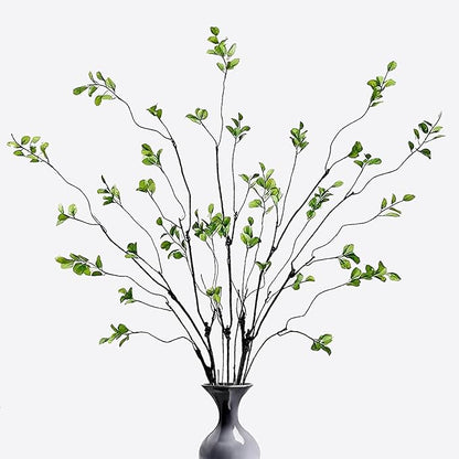 4 Pcs Artificial Ficus Branches Faux Eucalyptus Stems, 47.2 Inch Fake Greenery Stems Realistic Touch Faux Branches for Vase for Office Home Wedding Vase Filler Decoration
