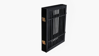Pet Dog Gate Strong and Durable Freestanding Folding Acacia Hardwood Portable Wooden Fence Indoors or Outdoors by Urnporium (Black Pet Gate, 4 Panel 24" Tall)